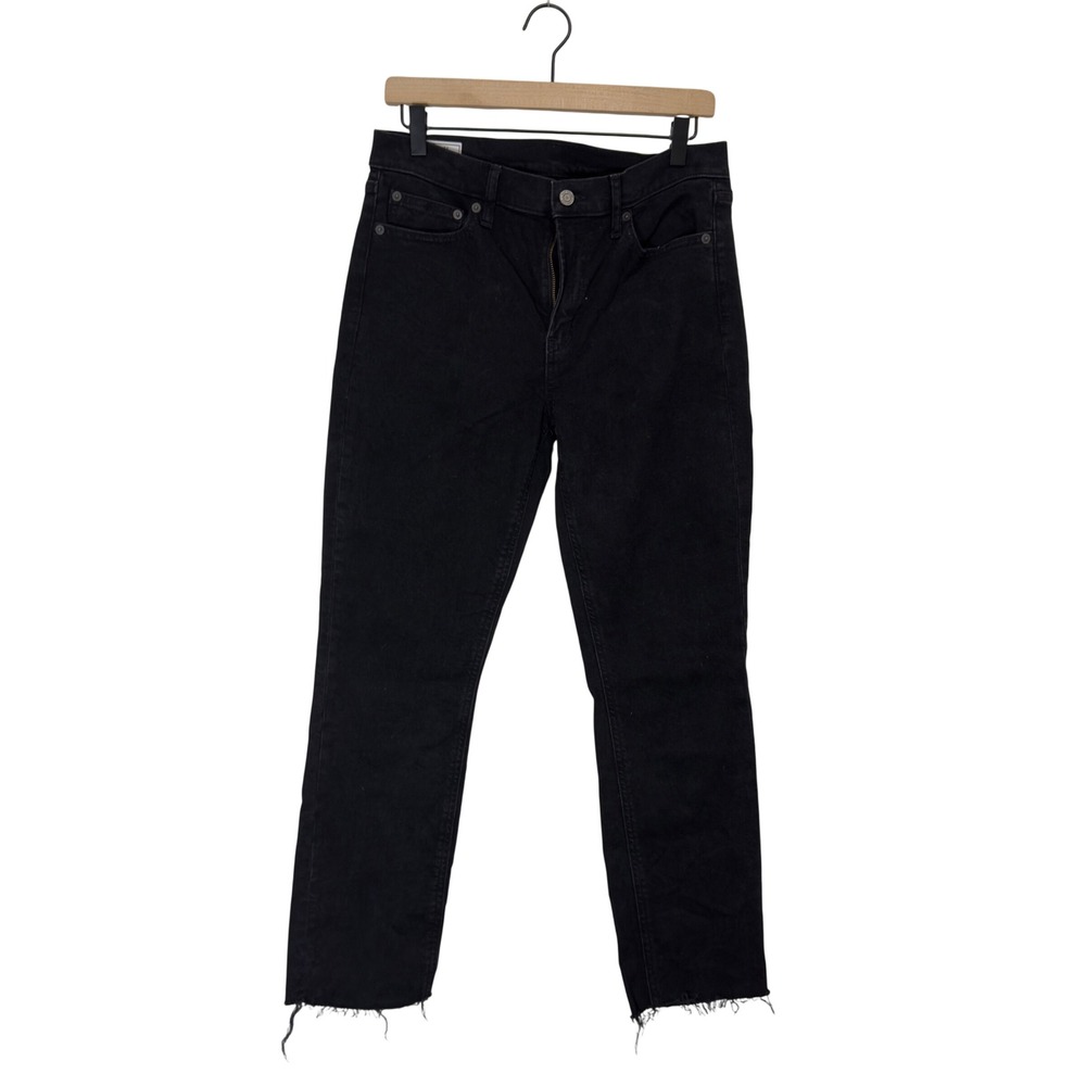 Gap Vintage Slim Jeans Black Wash Raw Hem Mid Rise Stretch Denim Size 30